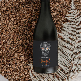 Calavera Skull Du har varit Boozed Halloween Vinflaska Etikett