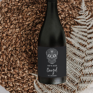 Calavera Skull Du har varit Boozed Halloween Vinflaska Etikett