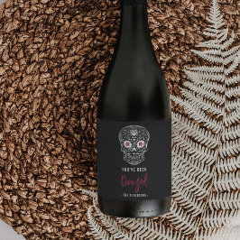 Calavera Skull Du har varit Boozed Halloween Vinflaska Etikett