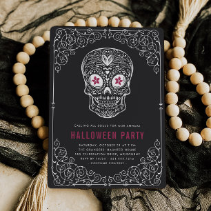 Calavera Skull Halloween fest-inbjudan Inbjudningar
