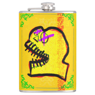 Calavera Skull-Lilan för NFT Art Gult Black Fickplunta
