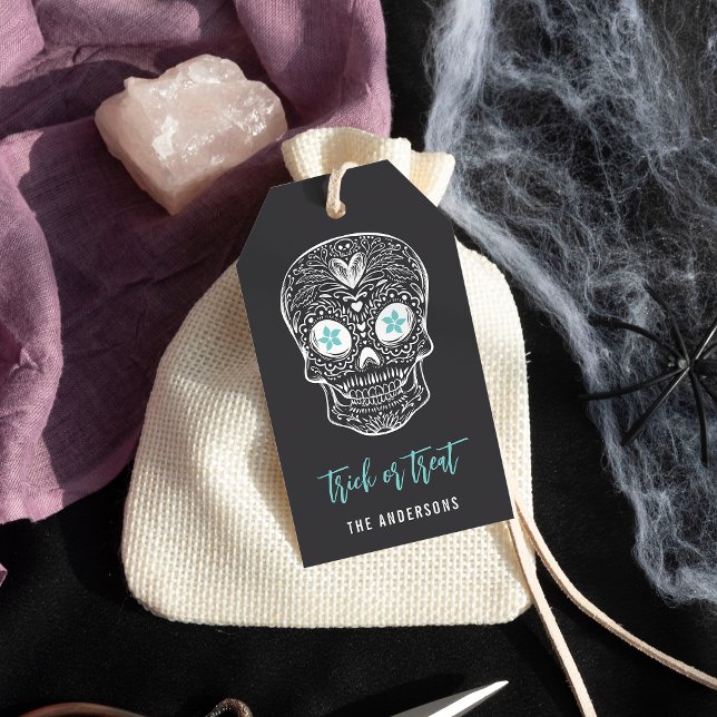 Calavera Skull Personlig Halloween Presentetikett (Skapare uppladdad)