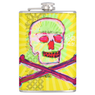 Calavera Skull pgeek NFT Art Gult Grönt röd Fickplunta