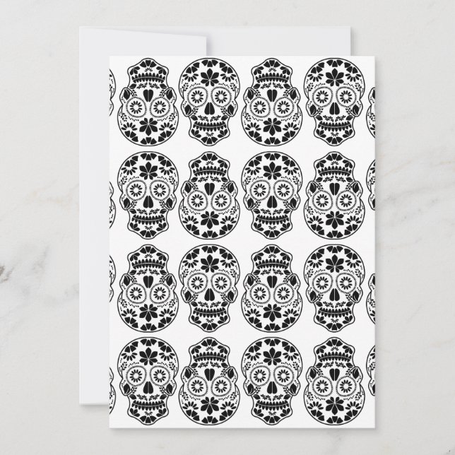 Calavera socker skalle godis_blommig mexikansk cal inbjudningar (Framsida)