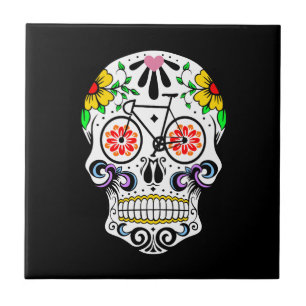 Calavera - sockerskallecykel kakelplatta