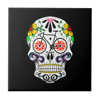Calavera - sockerskallecykel kakelplatta