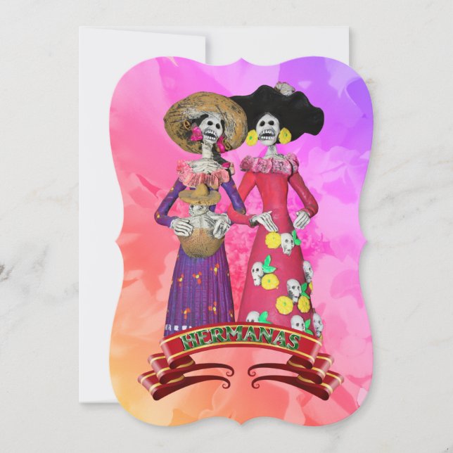 Calavera Vänner Dia De Los Muertos Inbjudningar (Framsida)