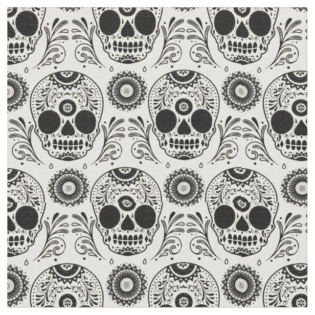 Calaveras - Döskallar - Dia de Los Muertos Tyg (Närbild)