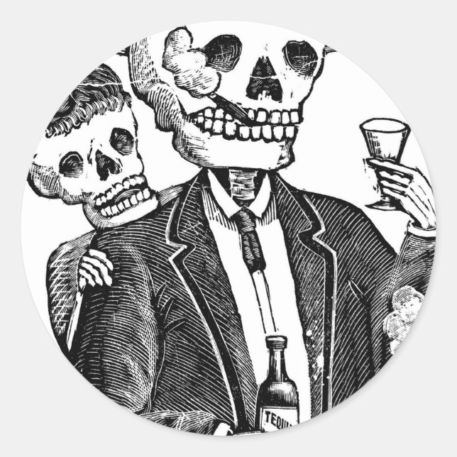 Calaveras från Guadalajara, Mexiko Runt Klistermärke (Framsida)
