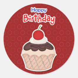 Calcomanía - Cupcake - Happy Birthday Runt Klistermärke
