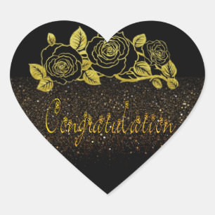 Calcomanía de corazón con felicidades dordo hjärtformat klistermärke