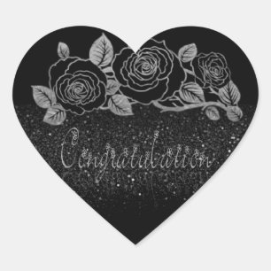 Calcomanía en forma de corazón con felicidades hjärtformat klistermärke