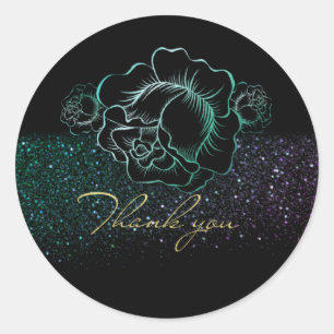 Calcomanía redonda con rosas y purpurina runt klistermärke