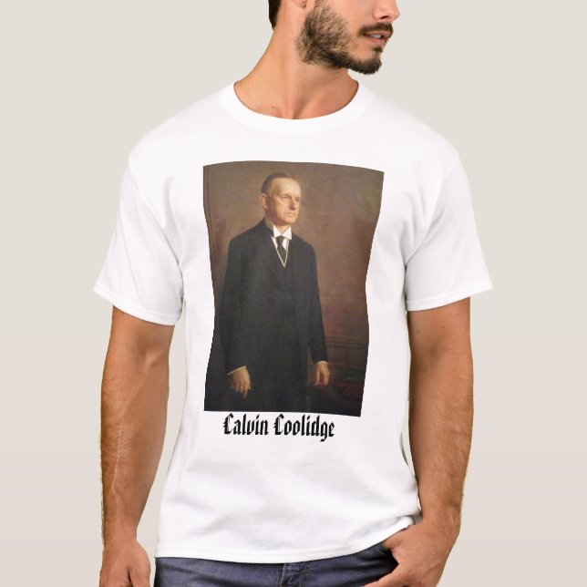 calcool Calvin Coolidge Tee Shirt (Framsida)