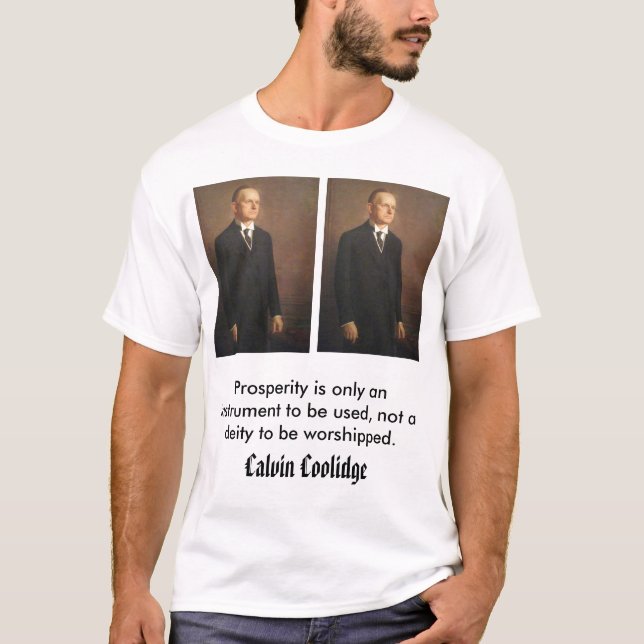 calcool Calvin Coolidge Tee Shirt (Framsida)