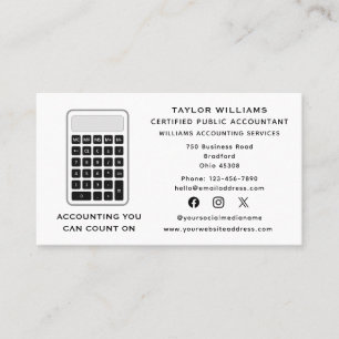 Calculator Accountant Money Acutuary Social Media Visitkort