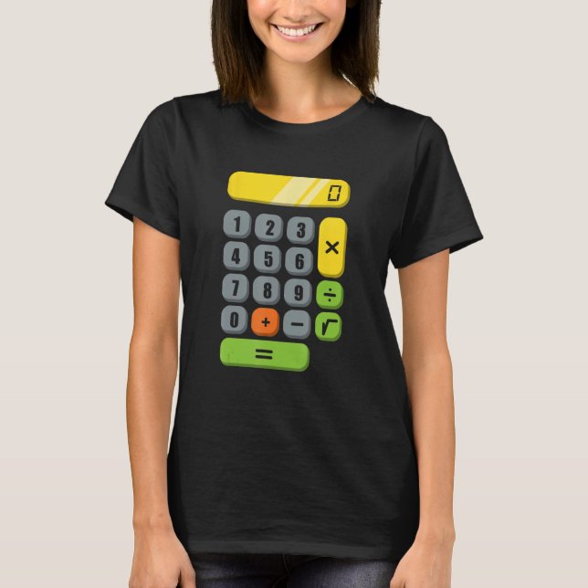 Calculator Costume Halloween Easy Cosplay Math Gee T Shirt (Framsida)