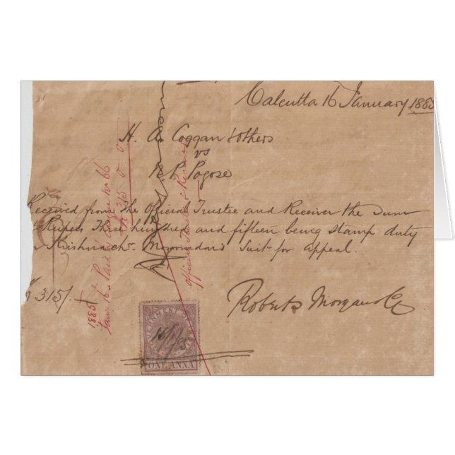 Calcutta 1885 hälsningskort (Framsidan Horizontal)