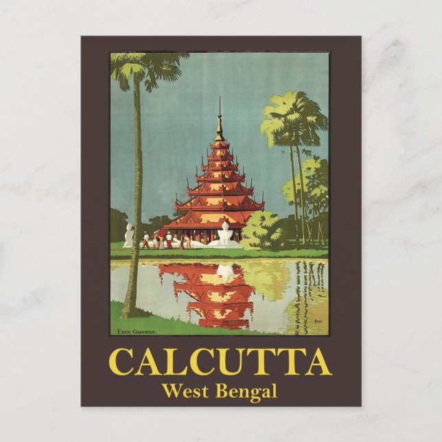 Calcutta, huvudstad i Västbengalen, Indien Vykort (Framsida)