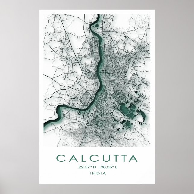 Calcutta/Kolkata Karta Poster| Väster Bengal| Indi Poster (Framsidan)