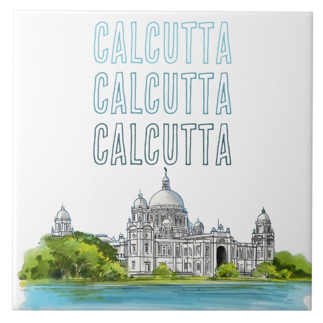 Calcutta ’Victoria Memorial’ Kolkata Bengali Kakelplatta (Framsidan)