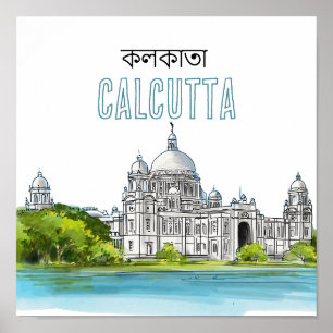 Calcutta ’Victoria Memorial’ Kolkata Bengali Poster