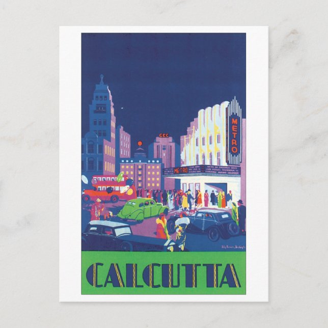 Calcutta Vintage resor Poster Vykort (Framsida)