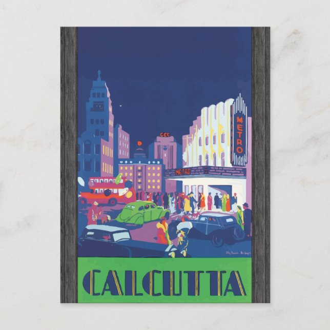Calcutta, Vintage Vykort (Framsida)