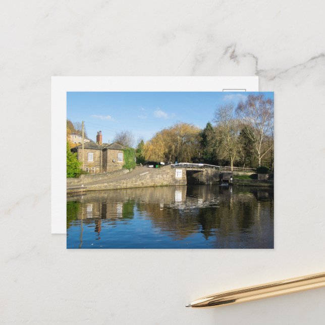Calder and Hebble Navigation: Salterhebble Locks Vykort (Fram/Back In Situ)