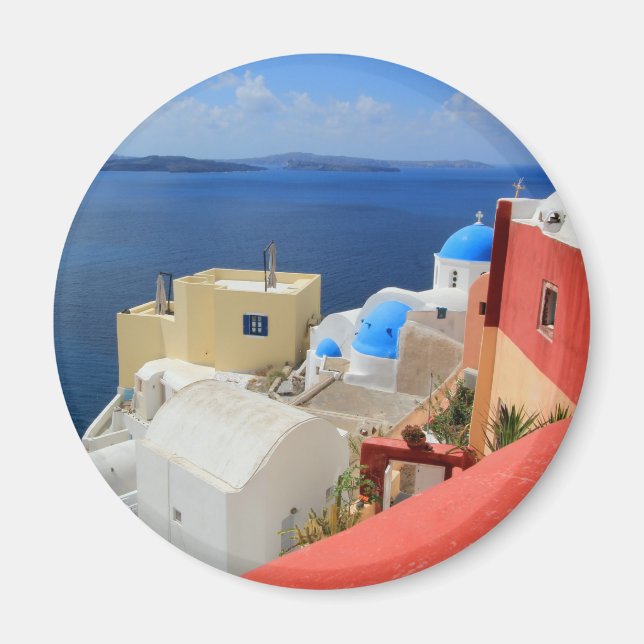 Caldera, Oia, Santorini, Grekland Magnet (Framsidan)
