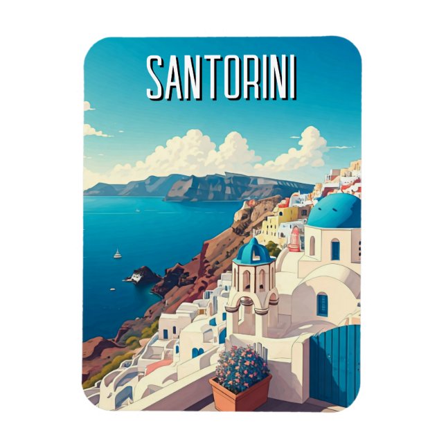 Caldera View Santorini Greece Cyclades Travel Magnet (Vertikal)