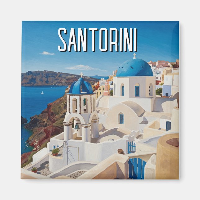 Caldera View Santorini Greece Cyclades Travel Magnet (Framsidan)