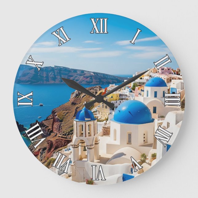 Caldera View Santorini Greece Cyclades Travel Stor Klocka (Framsida)
