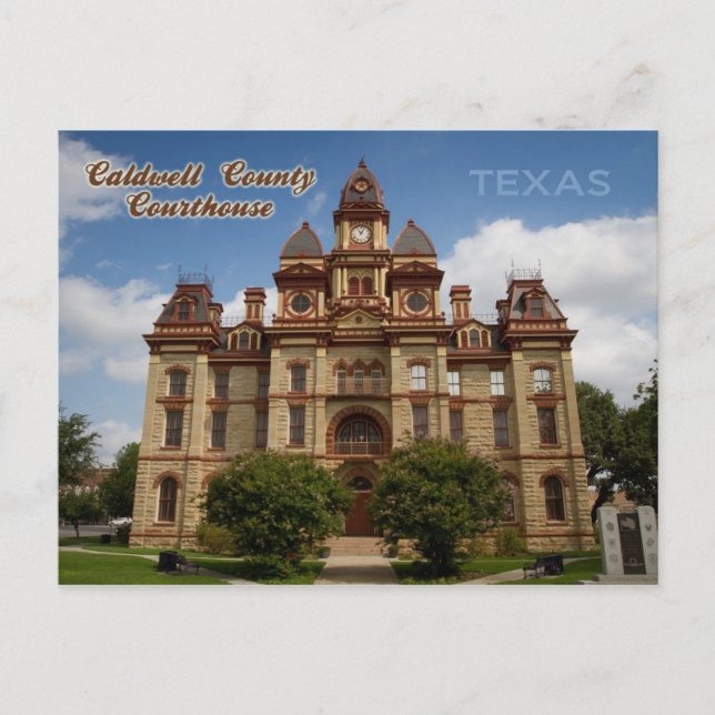 Caldwell County Domstol, Lockhart, Texas Vykort (Framsida)