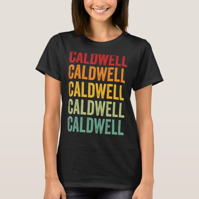 Caldwell County Kentucky Rainbow Text Design T Shirt (Framsida)