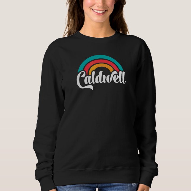 CALDWELL ID Retro skript med regnbåge 6 T Shirt (Framsida)
