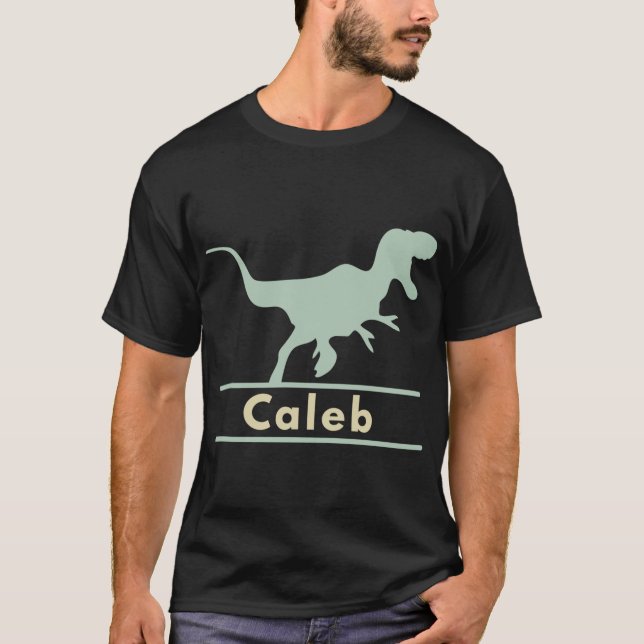 Caleb Dinosaur T Rex Namn T Shirt (Framsida)