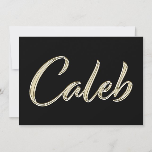 Caleb Name white gold Handwriting Karte Kort (Framsida)