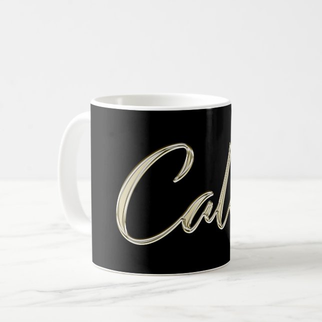 Caleb Name whitegold Tasse Teetasse Kaffeetasse Kaffemugg (Framsida vänster)