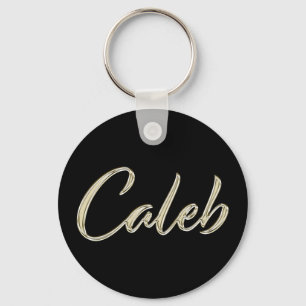 Caleb Namn whitegold Button Schlüsselanhänger Nyckelring