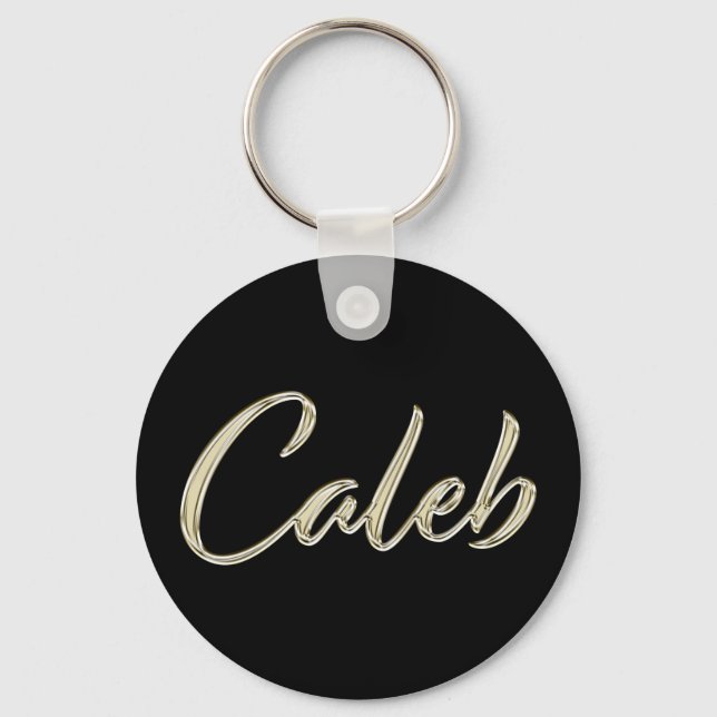 Caleb Namn whitegold Button Schlüsselanhänger Nyckelring (Framsida)
