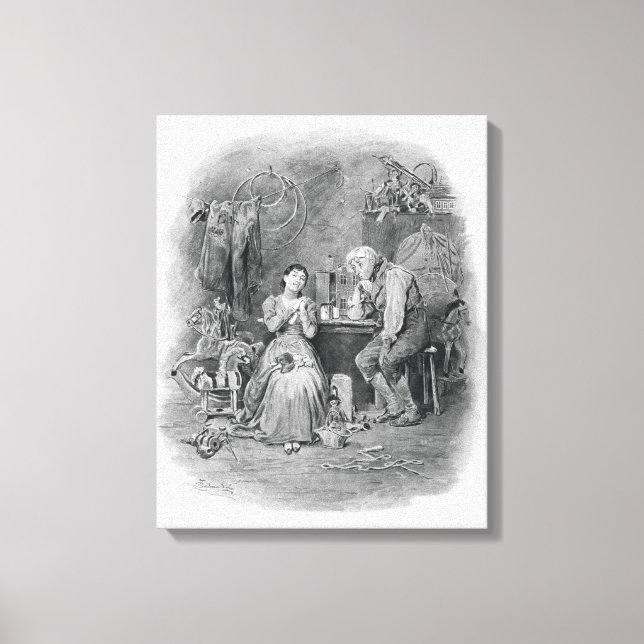 Caleb Plummer och hans blind dotter från Charle Canvastryck (Framsida)