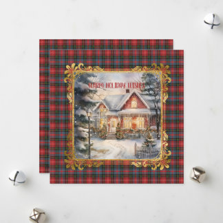 Caledonia  Modern Scottish Tartan Christmas  Julkort