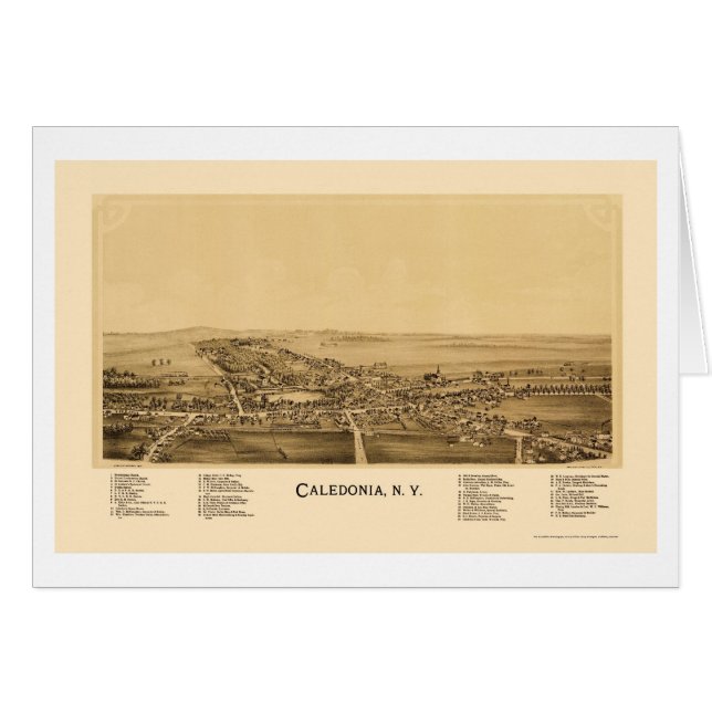 Caledonia panorama- karta för NY - 1892 Hälsningskort (Framsidan Horizontal)