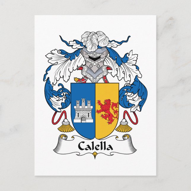 Calella Family Crest Vykort (Framsida)