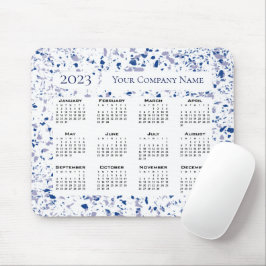 Calendar 2023 Blue White Grått Terrazzo Anpassning Musmatta