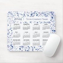 Calendar 2024 Blue White Grått Terrazzo Anpassning