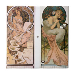 Calendar Champagne - Alphonse Mucha Kakelplatta