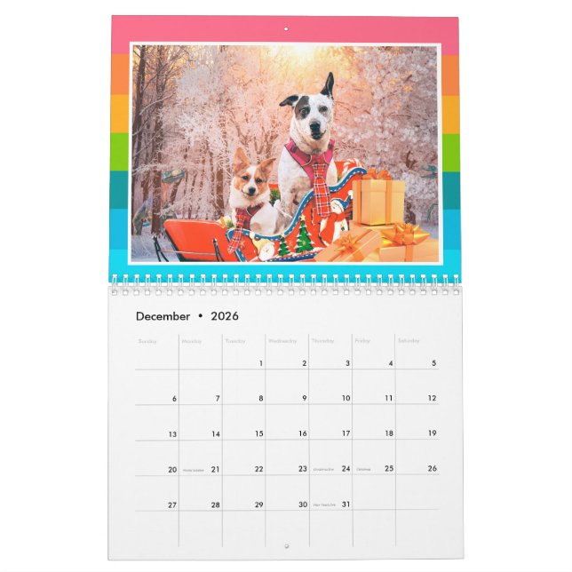 Calendar Cute Hundar & Dinosaurs Kalender (Dec 2026)