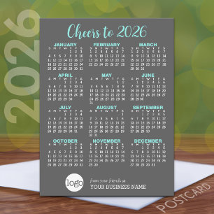 Calendar Grått Aqua Business Logotyp - Helgdag Vykort